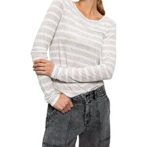 Sanctuary femme crew stripe tee in dewey grey/chalk stripe